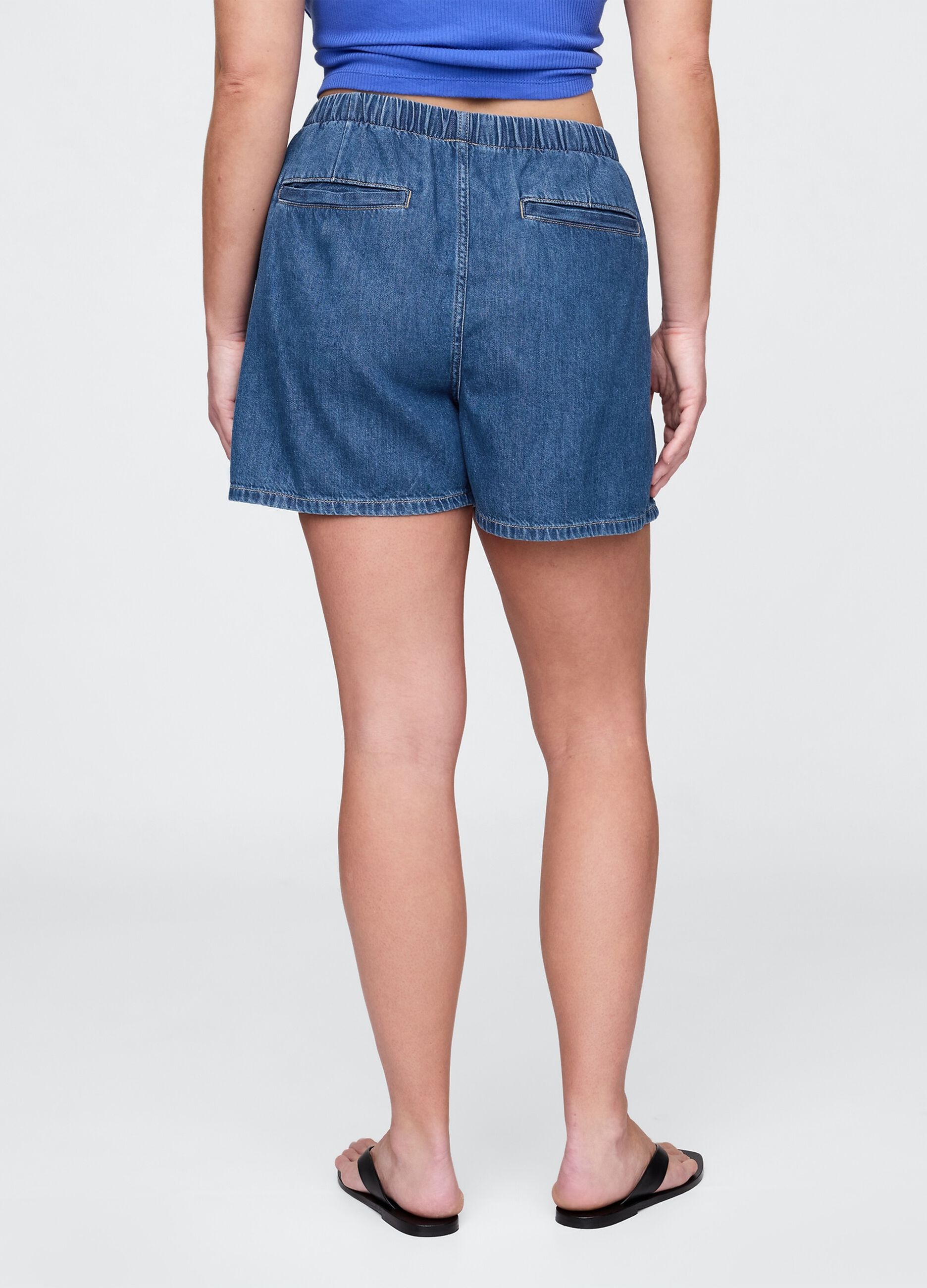 Denim shorts with elastic waistband
