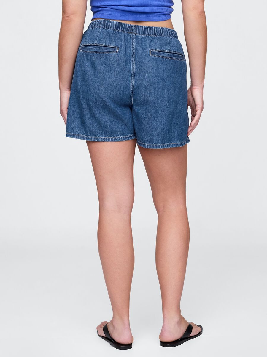 Shorts in denim con elastico in vita_7