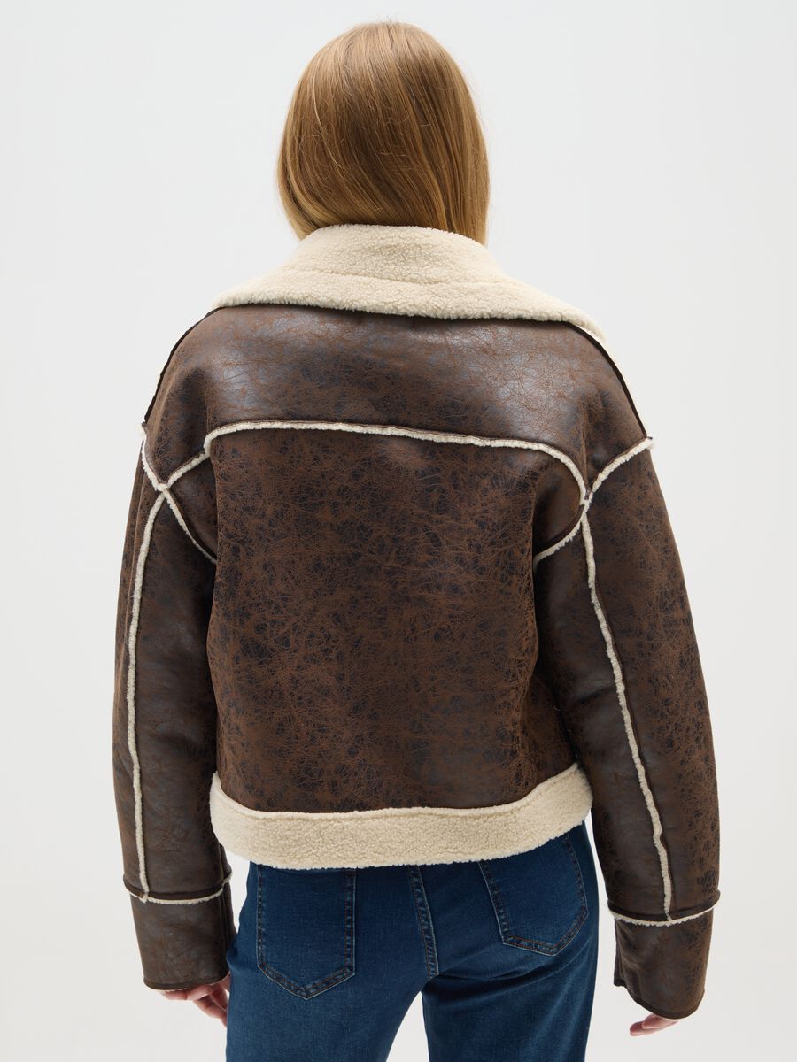 Giacca biker marrone regular fit_2