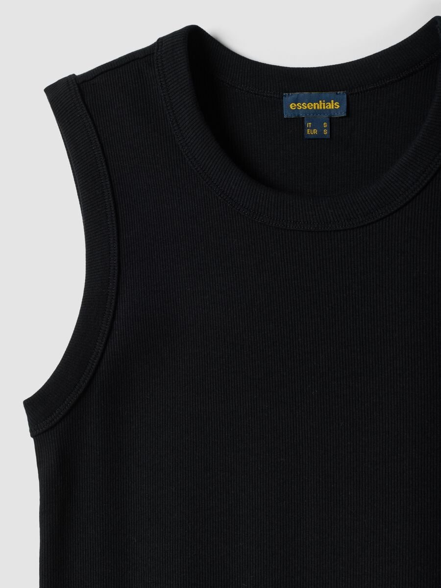 Black stretch cotton mini dress_1