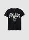 Boys' black pure cotton T-shirt regular fit with print_0