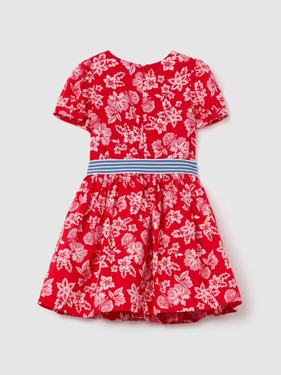 Floral dress with striped belt_4