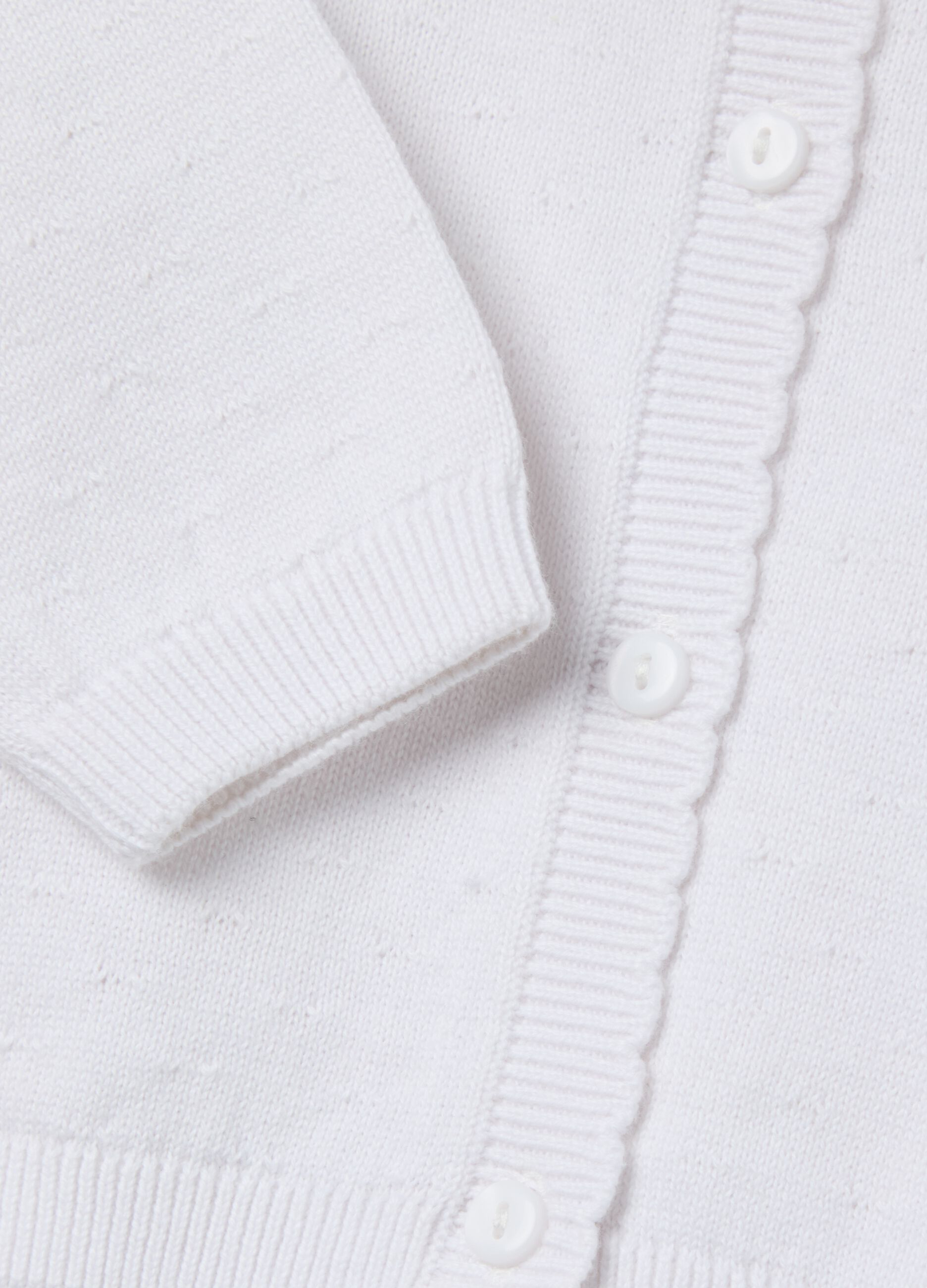Cotton cardigan with scalloped neck