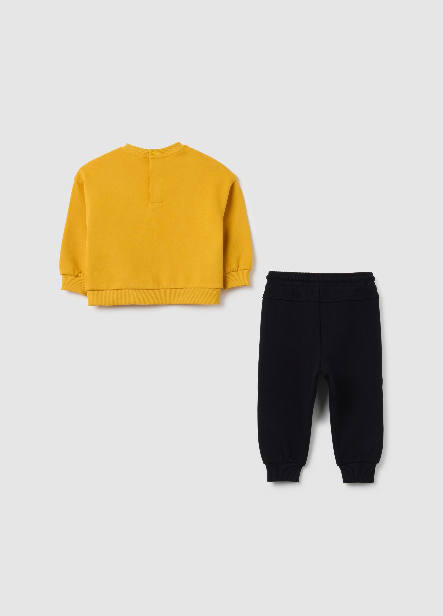 Completo da bambino in puro cotone giallo regular fit con stampa Batman