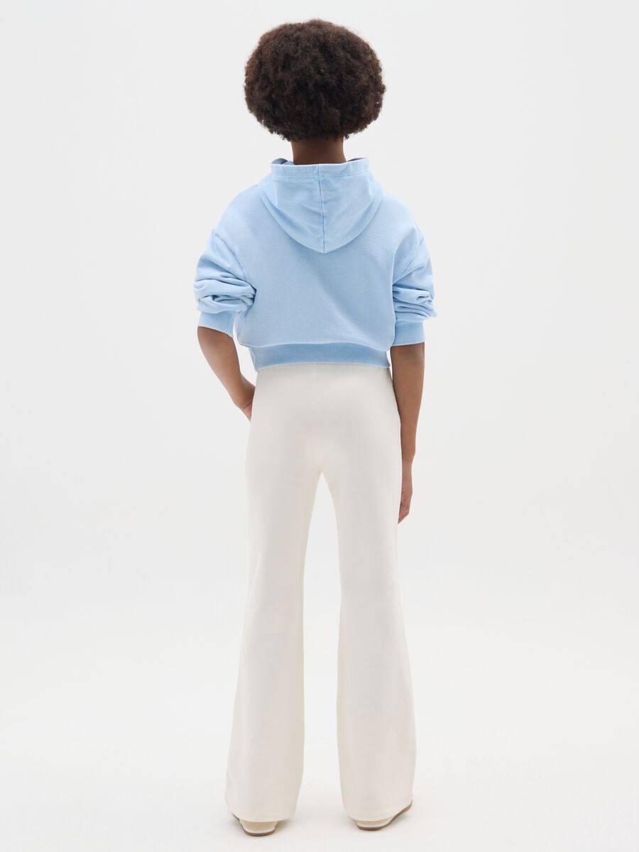 Girls' beige flare trousers in pure cotton_1