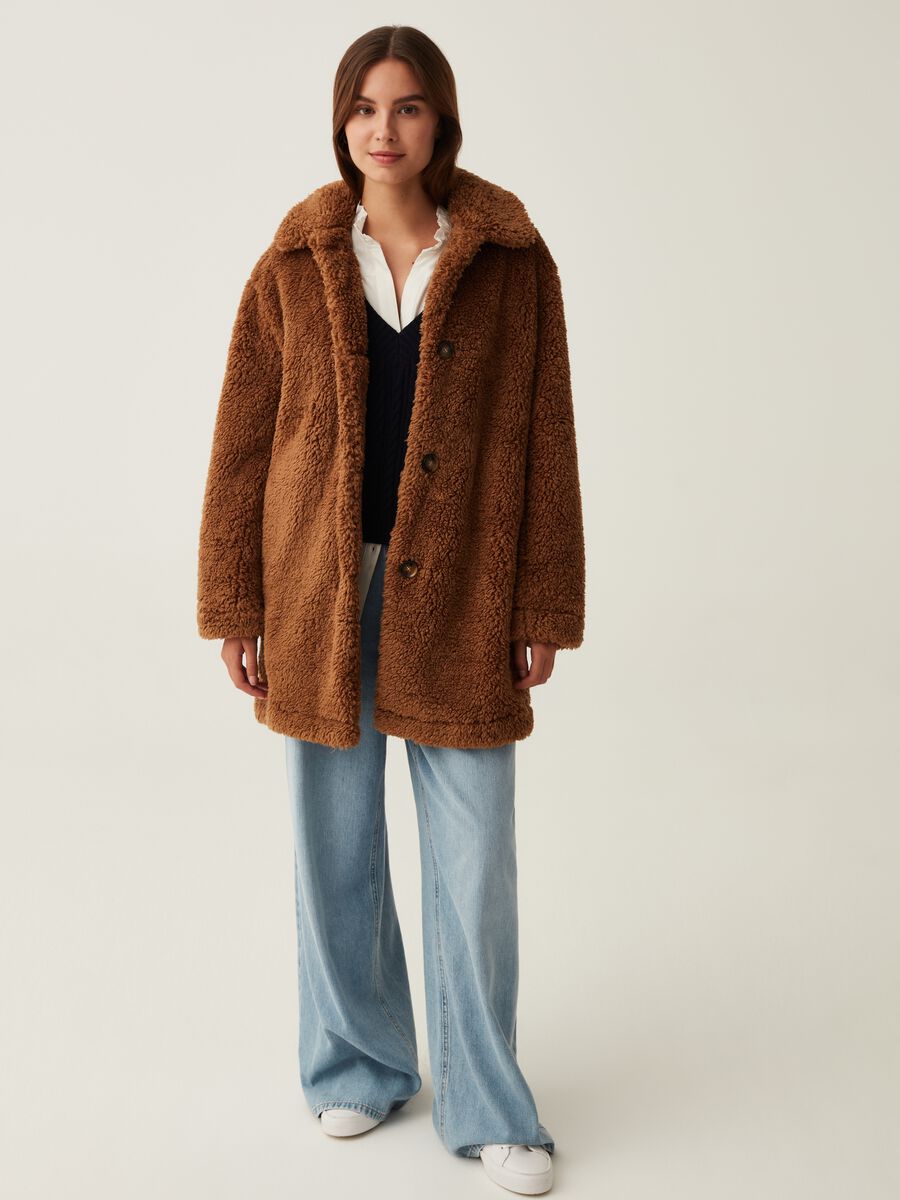 Cappotto teddy con colletto_0