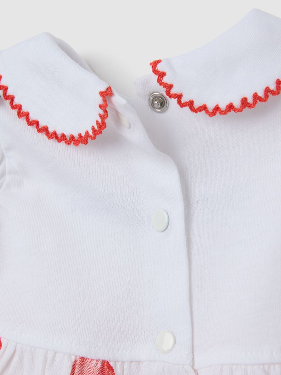 White pure cotton baby dress with red polka dots and red details_2