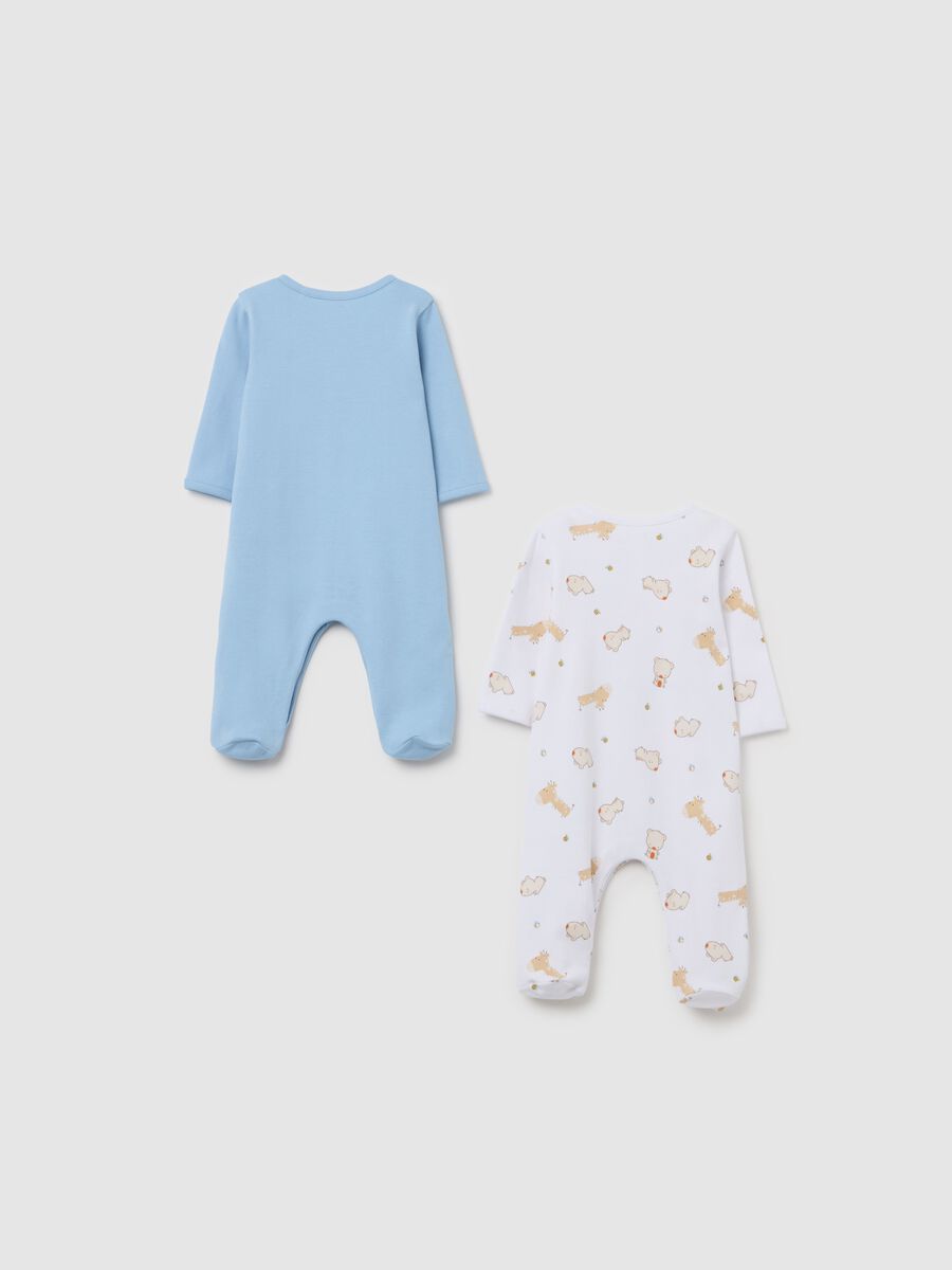 Two-pack onesies in organic cotton with feet and print_1