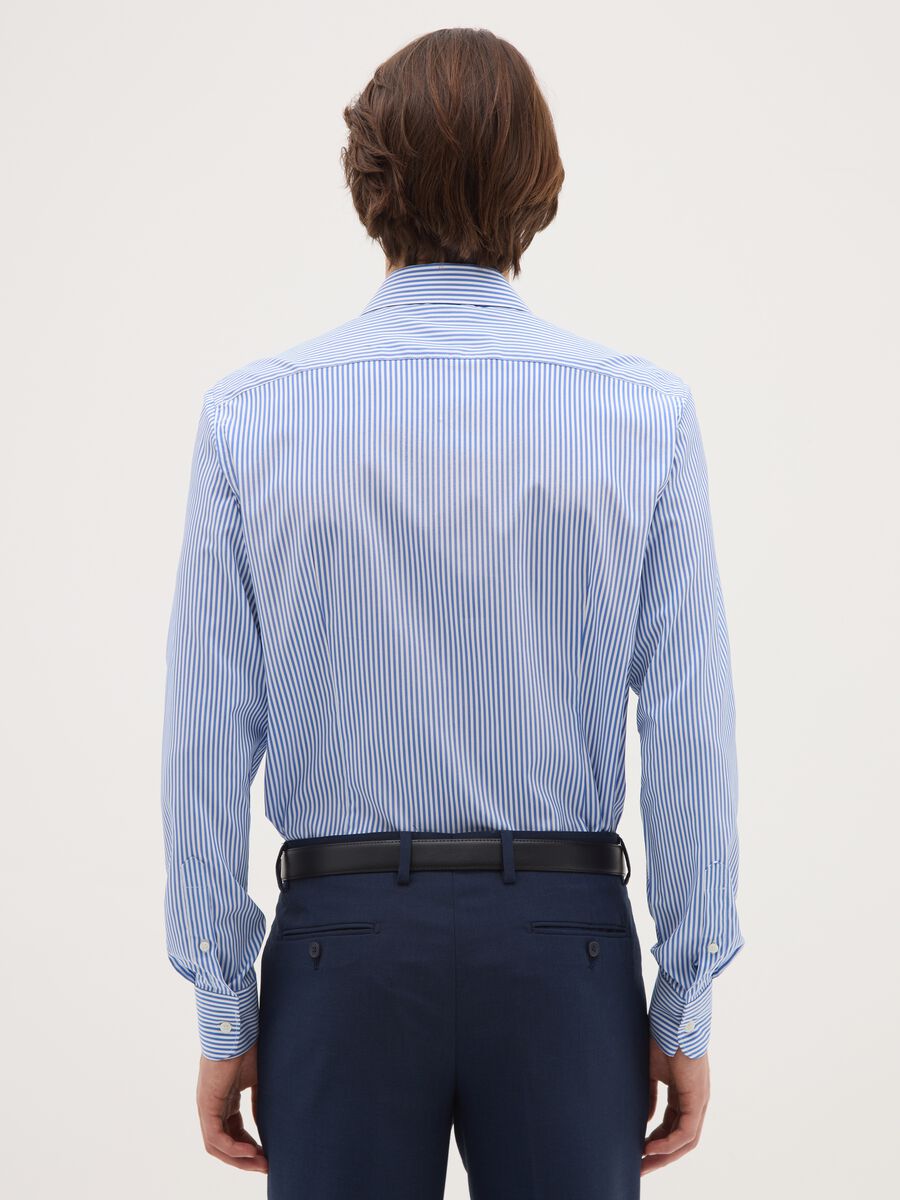 Slim Blue Striped Shirt with French Collar and Buttons_2