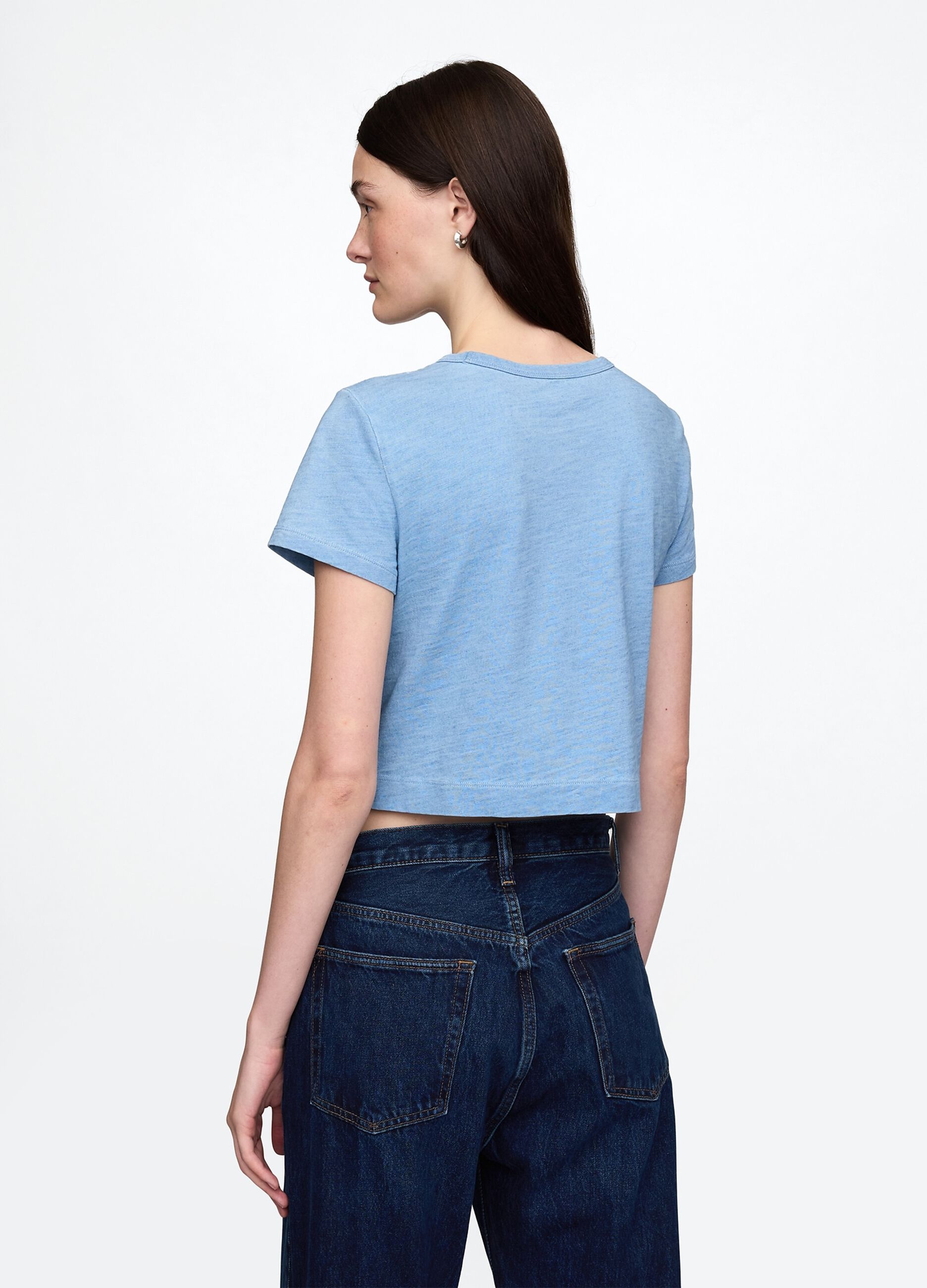 Light Blue Cropped Cotton T-shirt