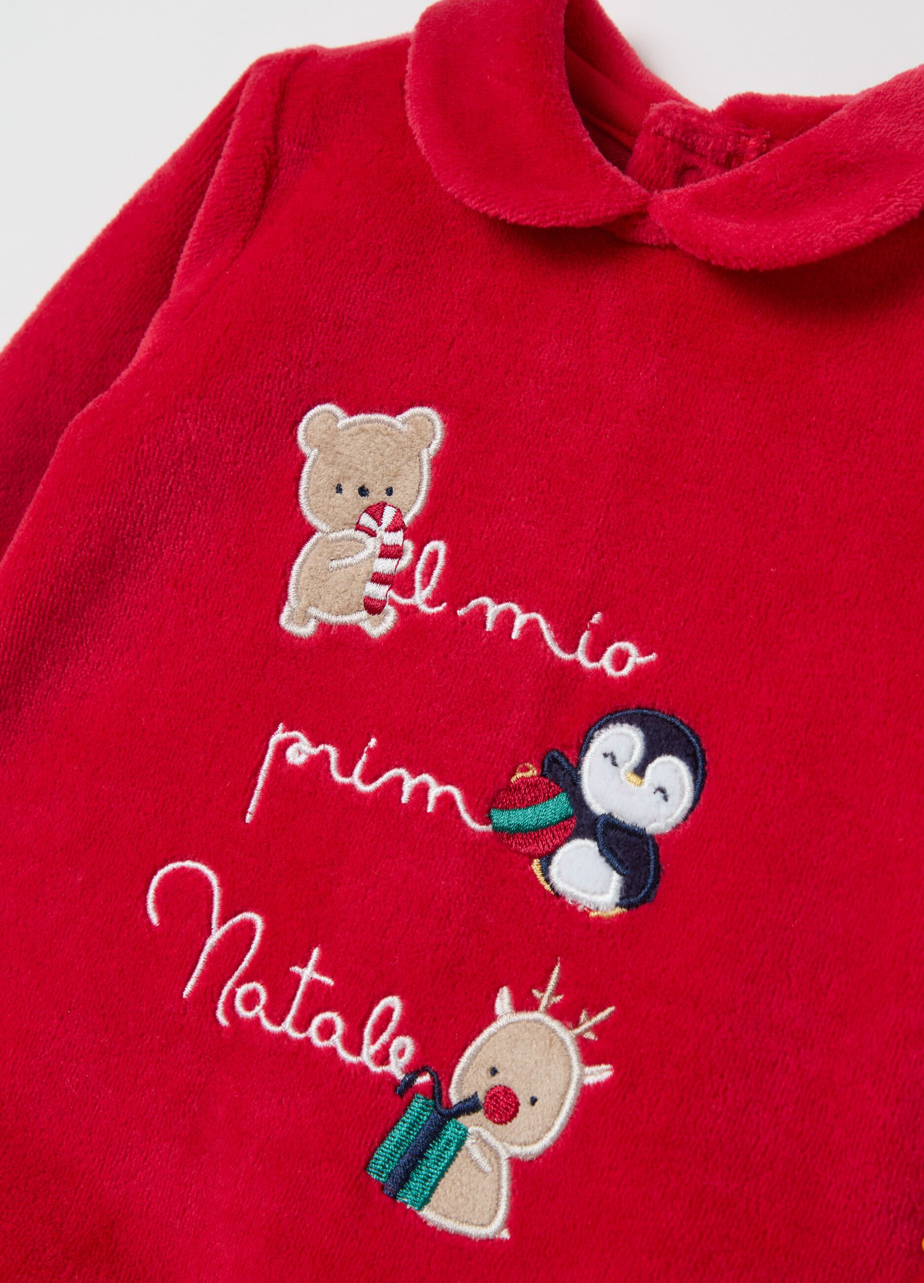 Tutina in velour con piedini Il mio primo Natale Rosso FAGOTTINO da Neonata OVS