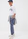Grey oversized pure cotton jogger trousers with "Get Hyped" slogan for boys_0