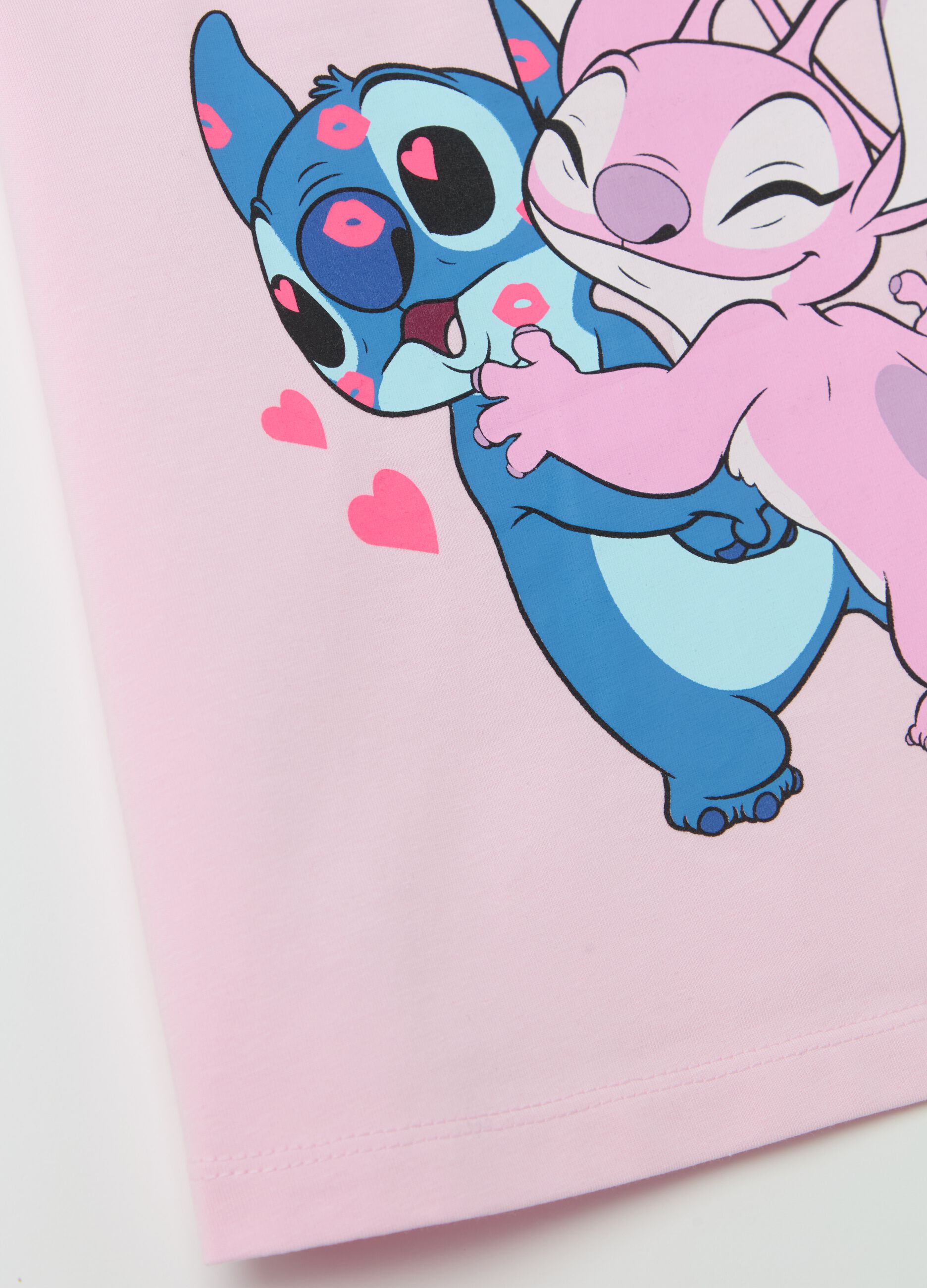 T-shirt in cotone con stampa Angel & Stitch 
