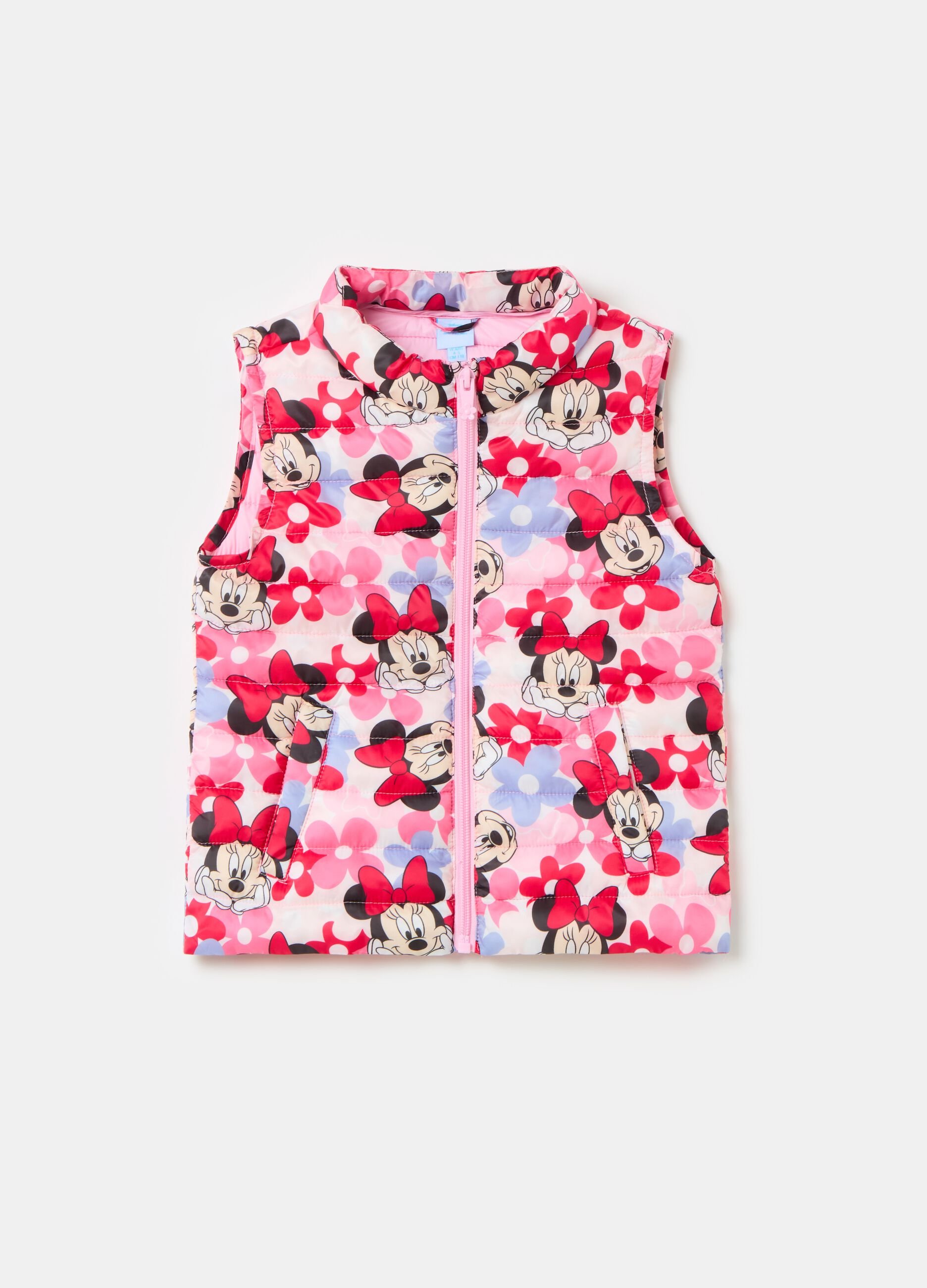 Full-zip gilet with Minnie Mouse print