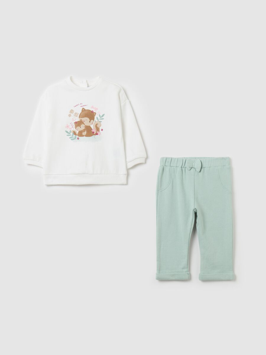 Jogging set in cotone bio con stampa scoiattoli_0