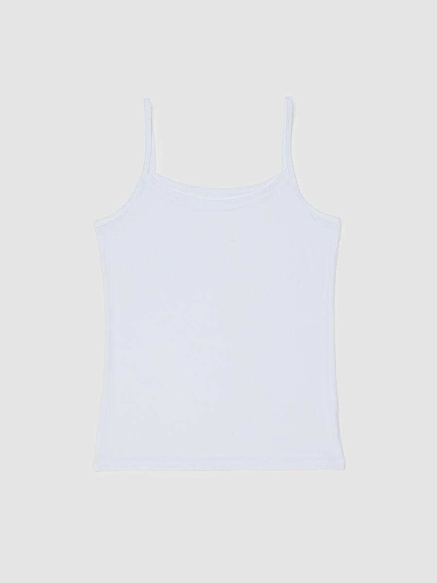 Top in tessuto elasticizzato bianco regular fit_4