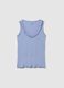 Blue pure cotton sleeveless top in regular fit with ruffles_4