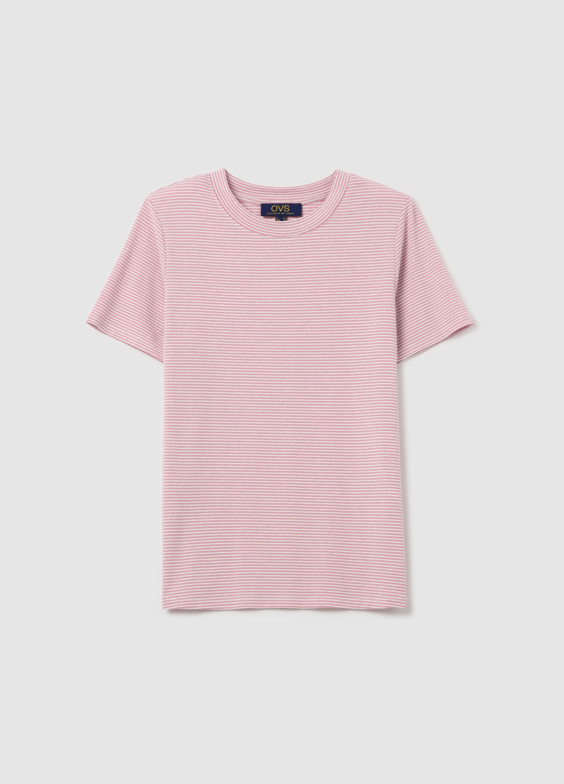 T-shirt with horizontal stripes and lurex