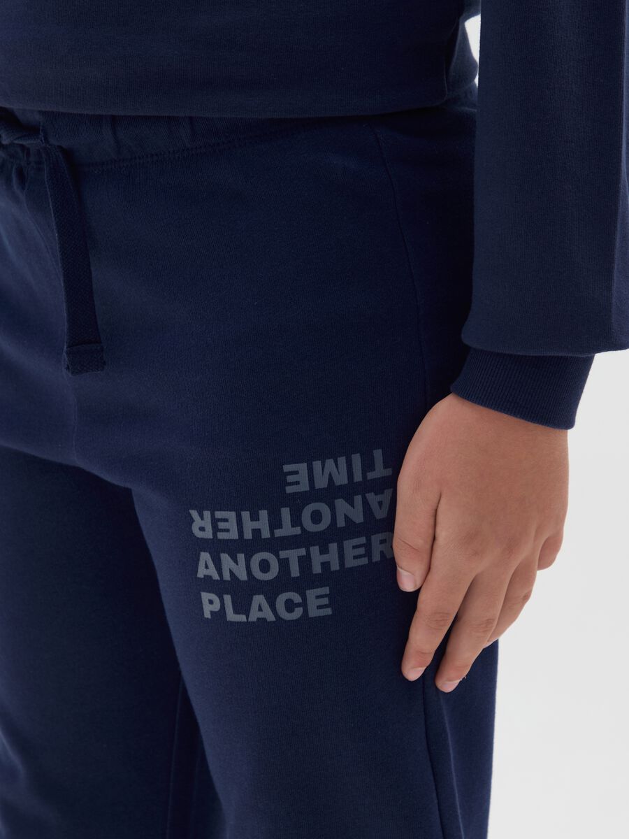 Pantaloni da ragazzo in puro cotone blu regular fit_3