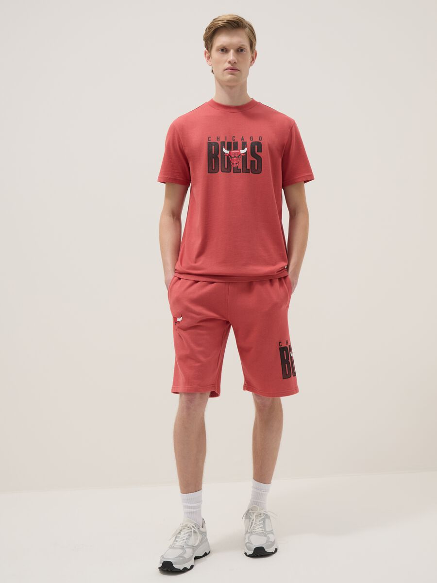 Red pure cotton regular fit T-shirt with Chicago Bulls print_1