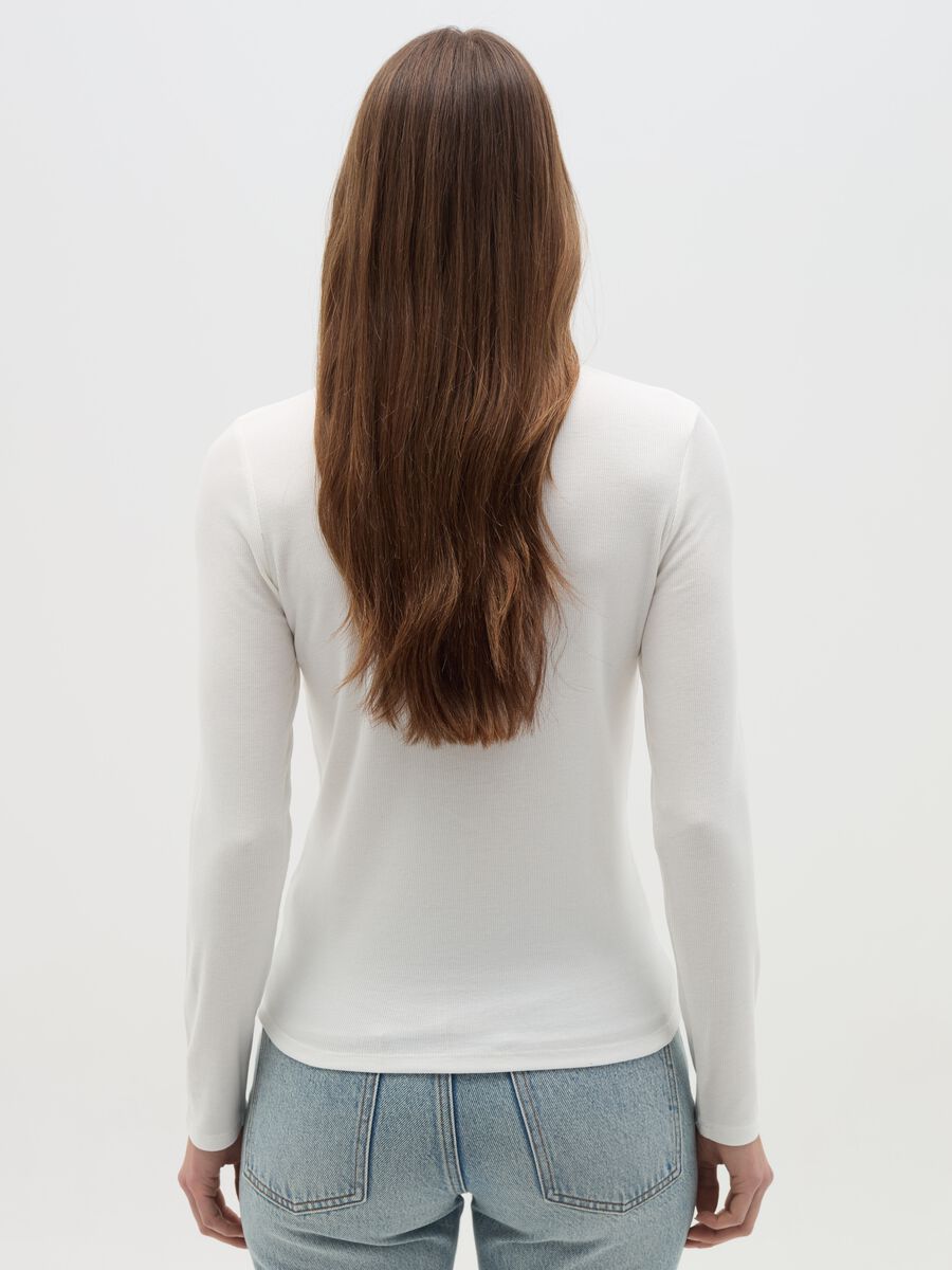 Stretch cotton and modal turtleneck jumper with ribbing_2