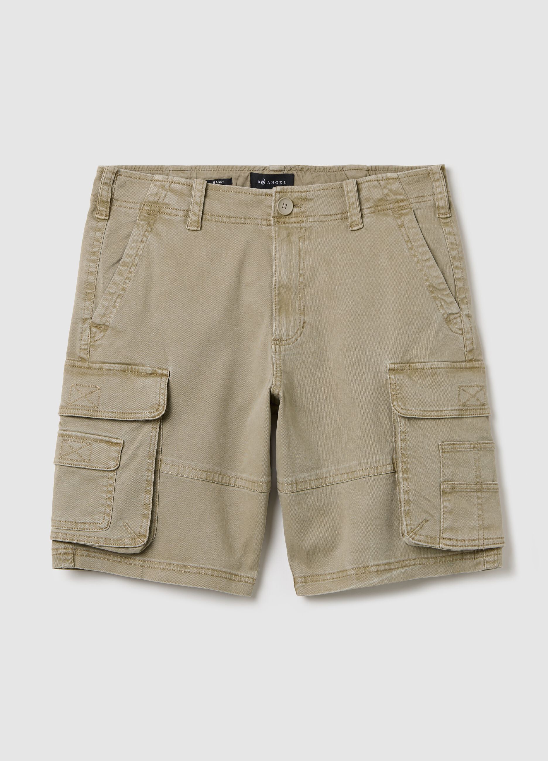 Beige Bermuda shorts in stretch cotton
