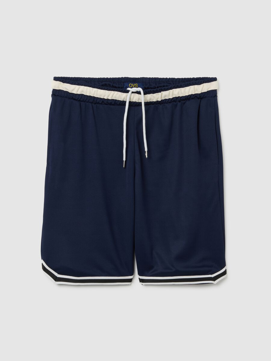 Men's Blue Relaxed Fit Fabric Shorts_0