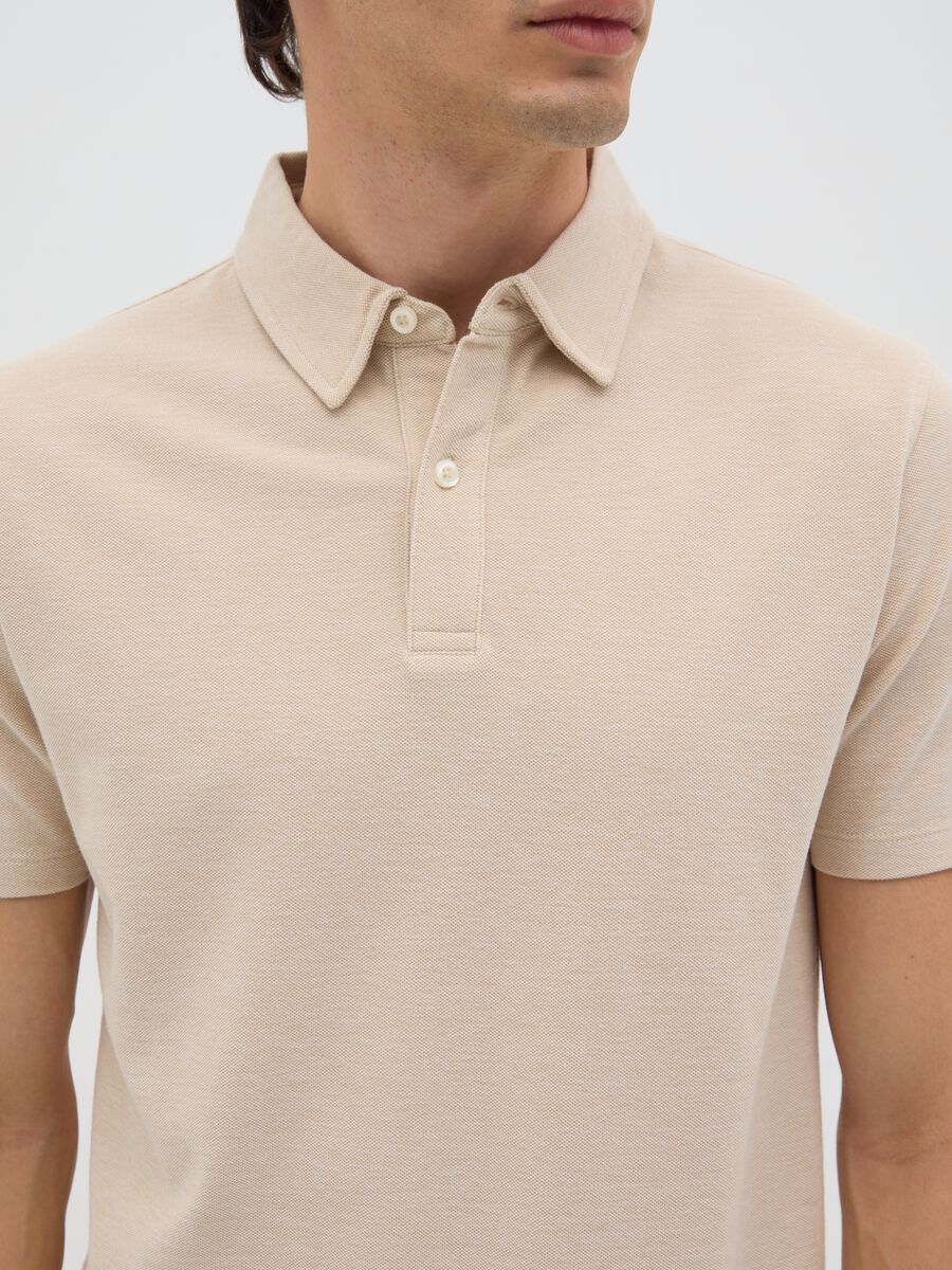 Polo da uomo in puro cotone beige regular fit_2