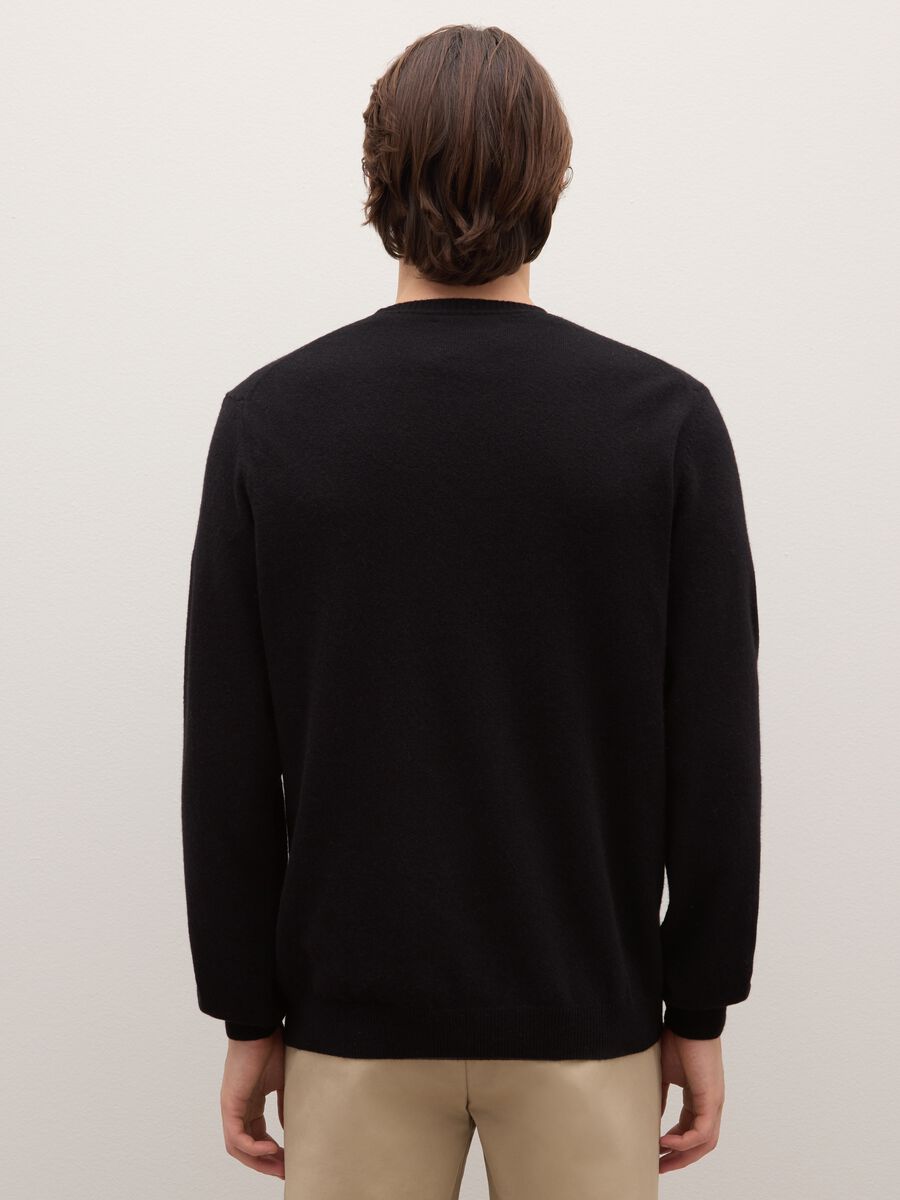 Black Regular Fit Pure Lambswool Pullover_3