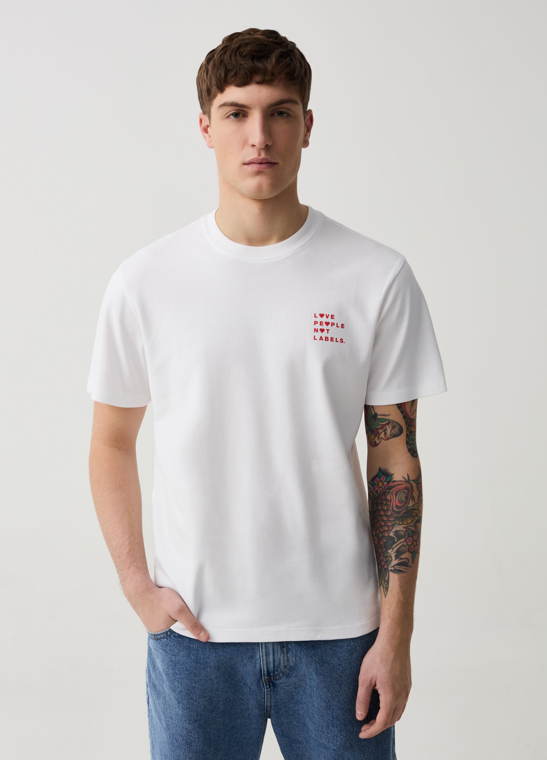 Cotton T-shirt with lettering print