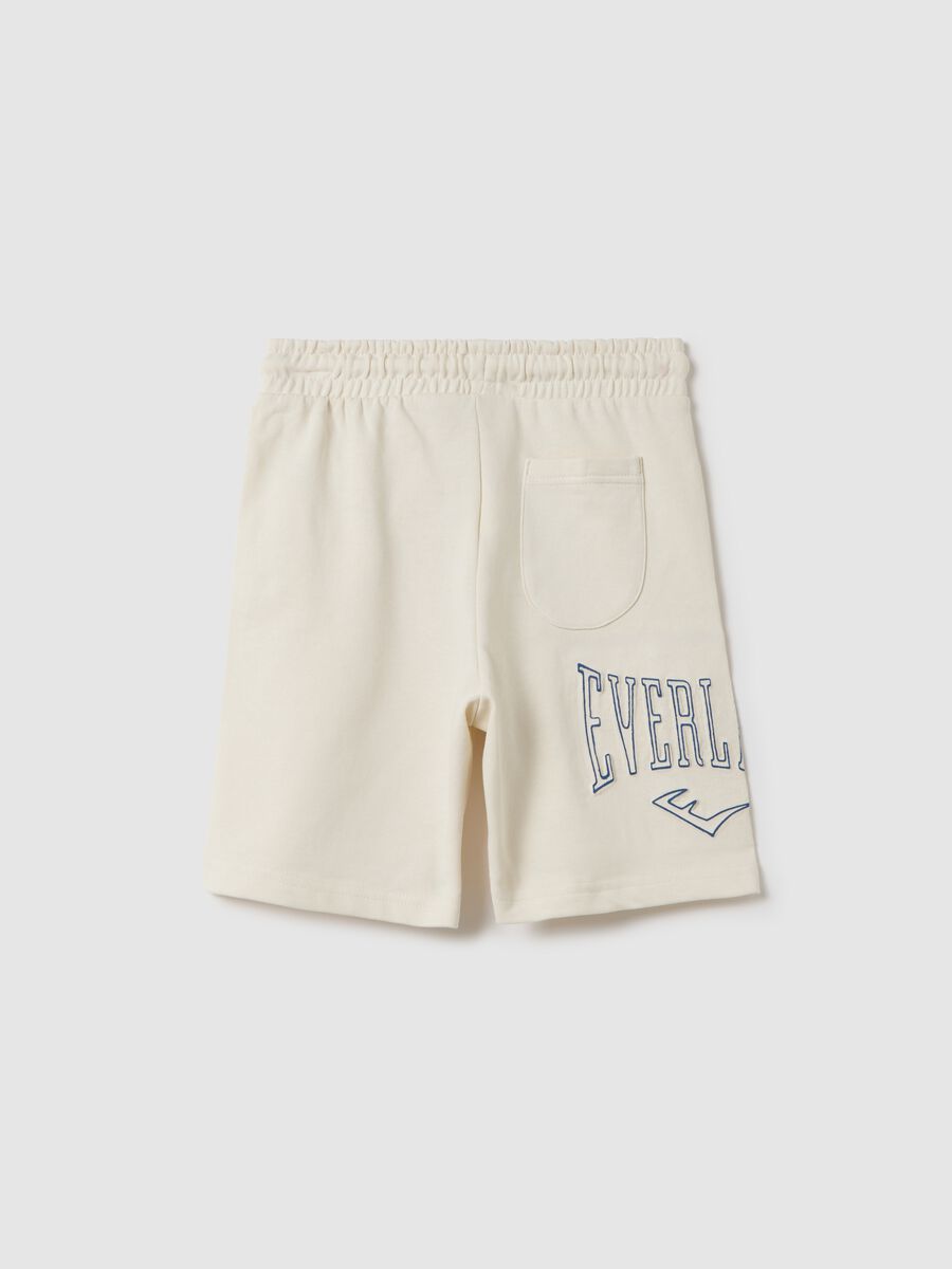White Bermuda joggers with logo print and drawstring_1