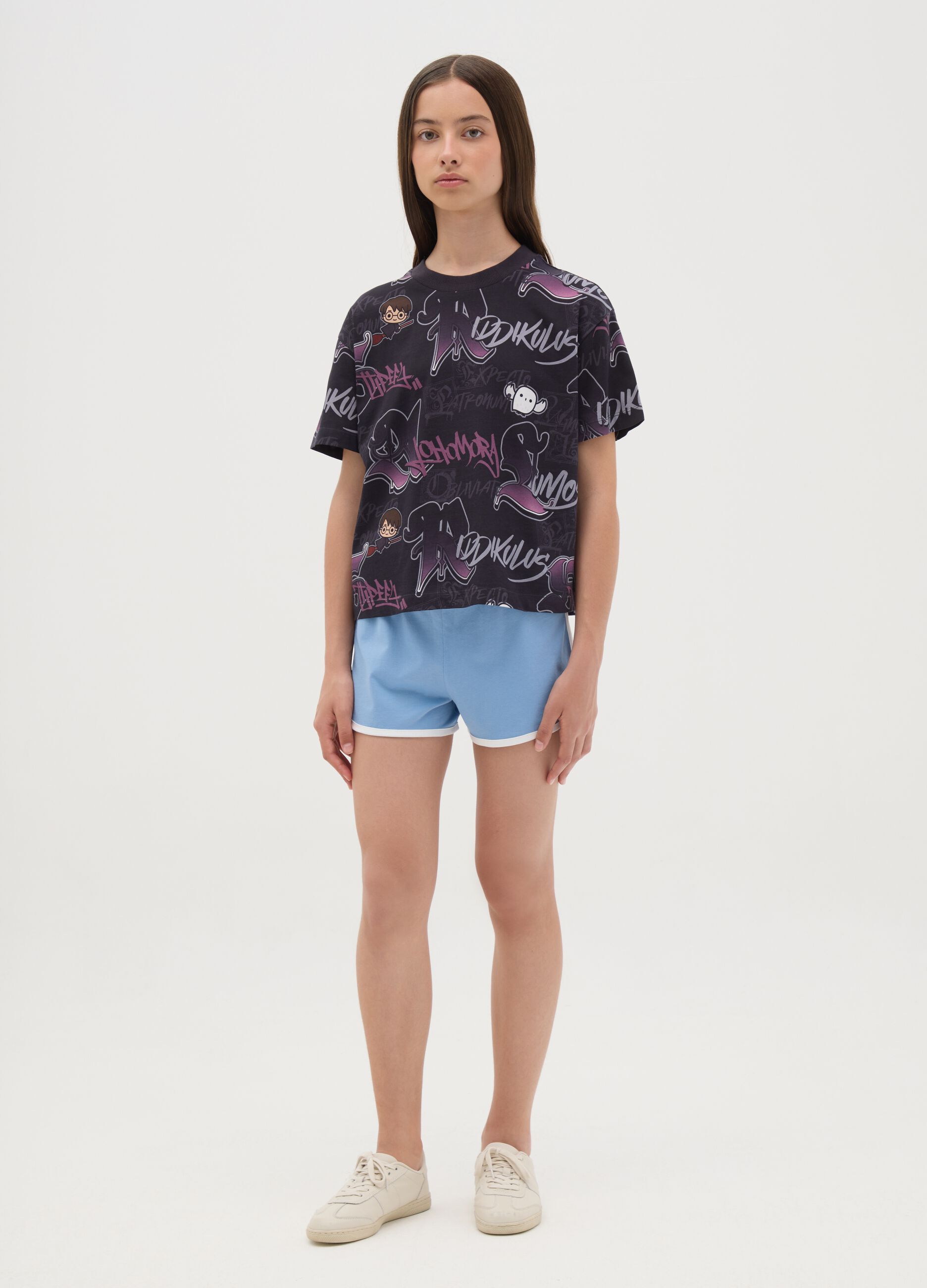 Girls’ slim fit multicoloured shorts in 100% cotton