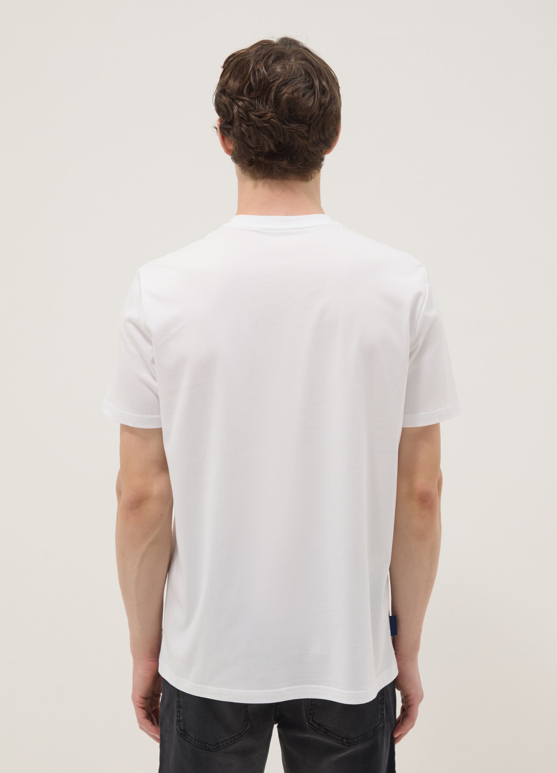 White pure cotton short-sleeve T-shirt, regular fit