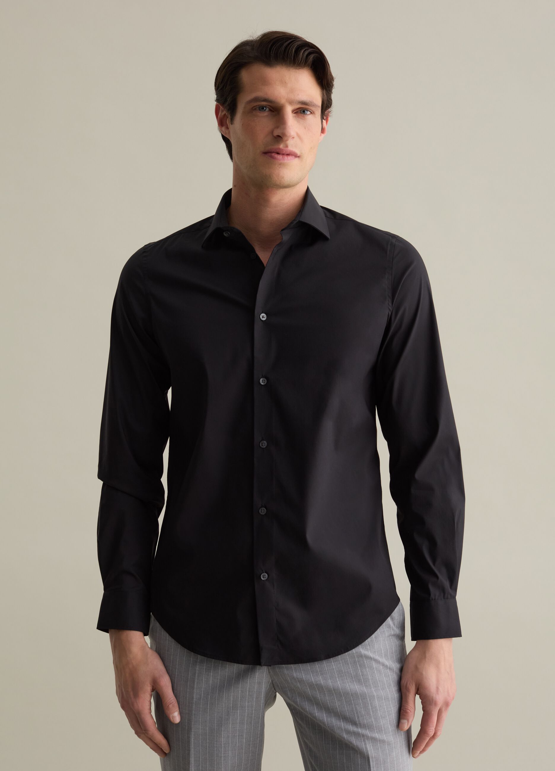 Camicia slim fit stretch tinta unita