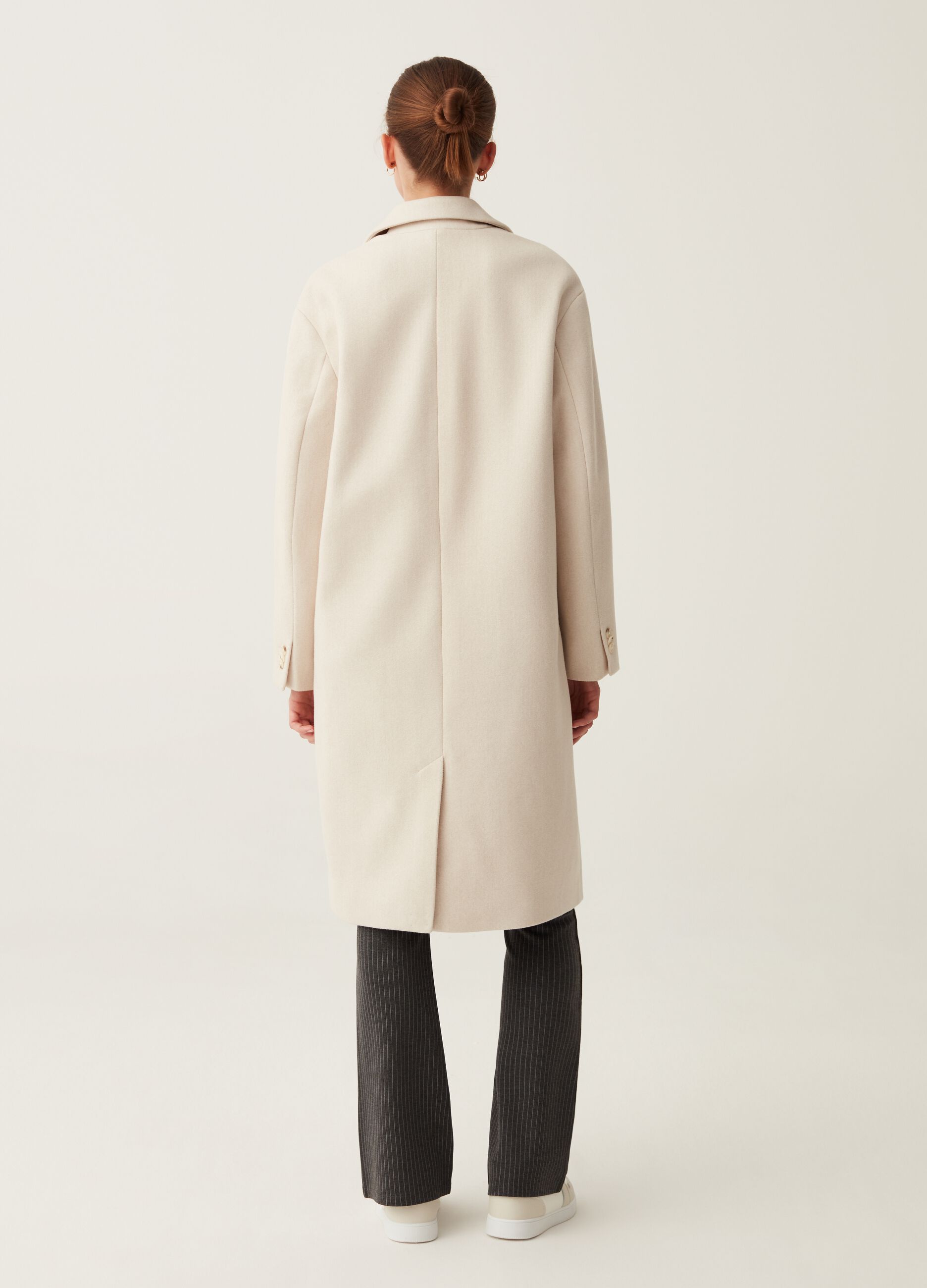 Cappotto lungo monopetto in panno_0