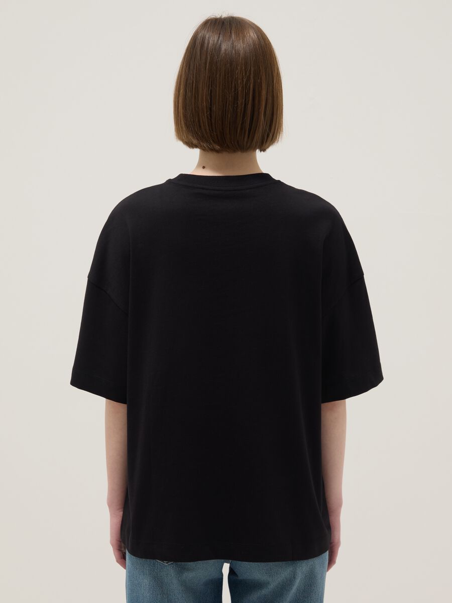 Oversized fit black short sleeve pure cotton t-shirt_3