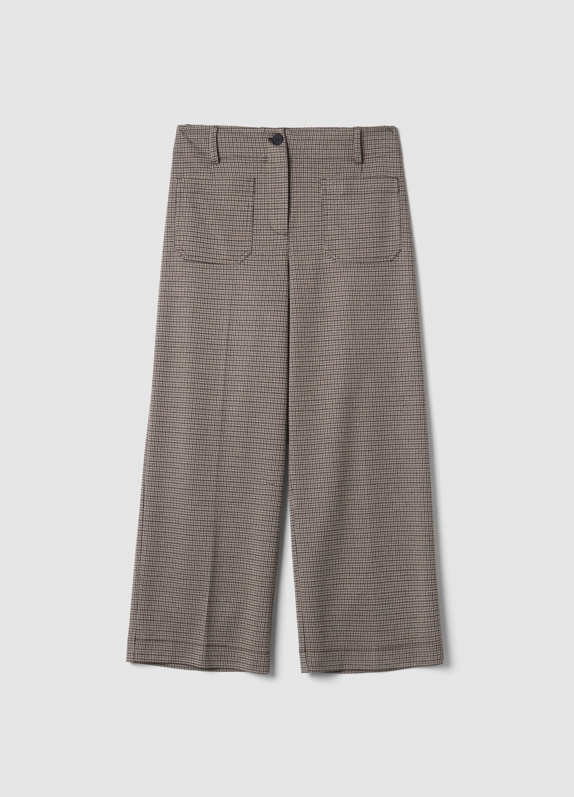 Pantaloni culotte beige in viscosa elasticizzata