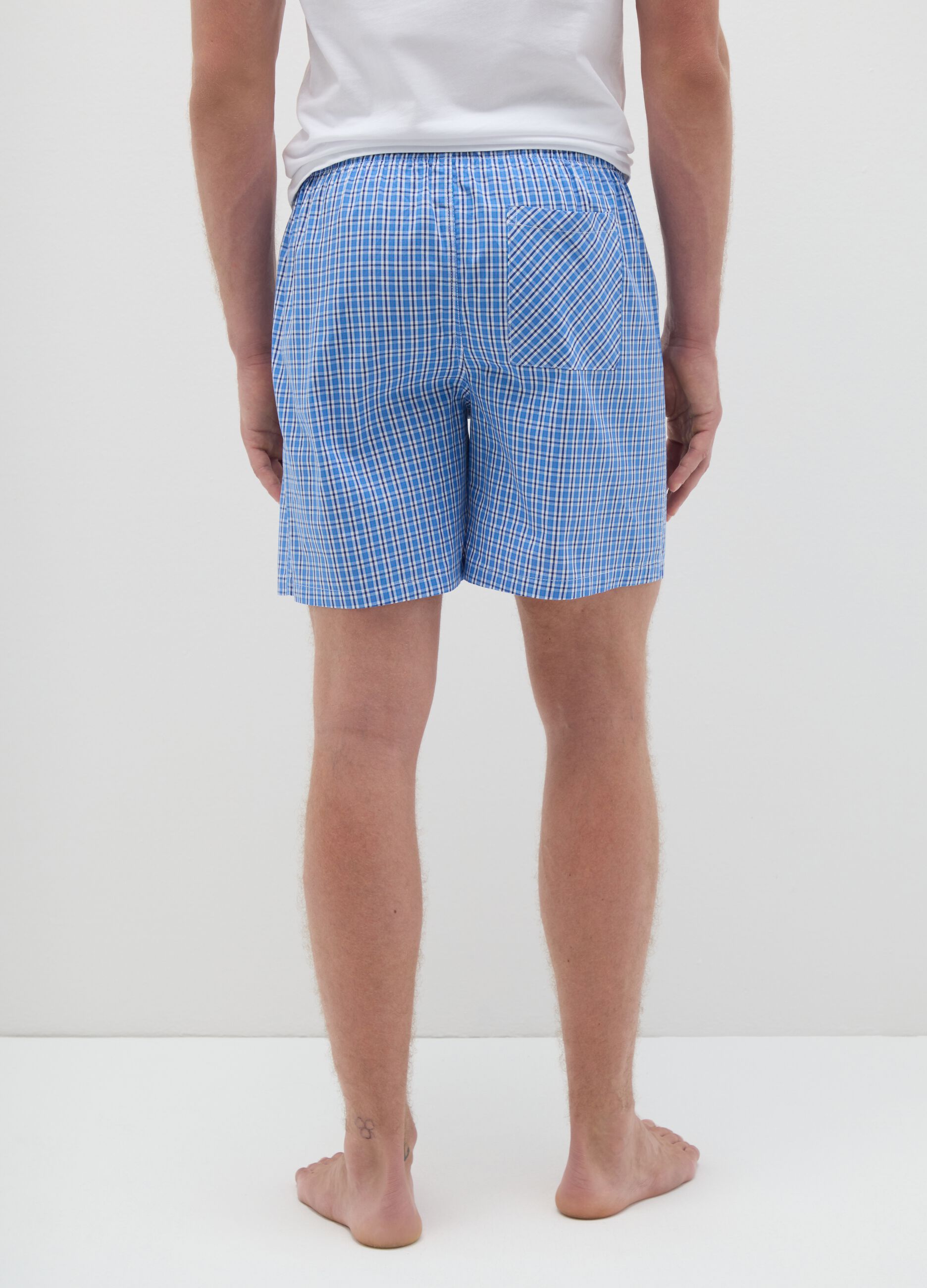 Men's multicolour pure cotton checkered regular fit shorts