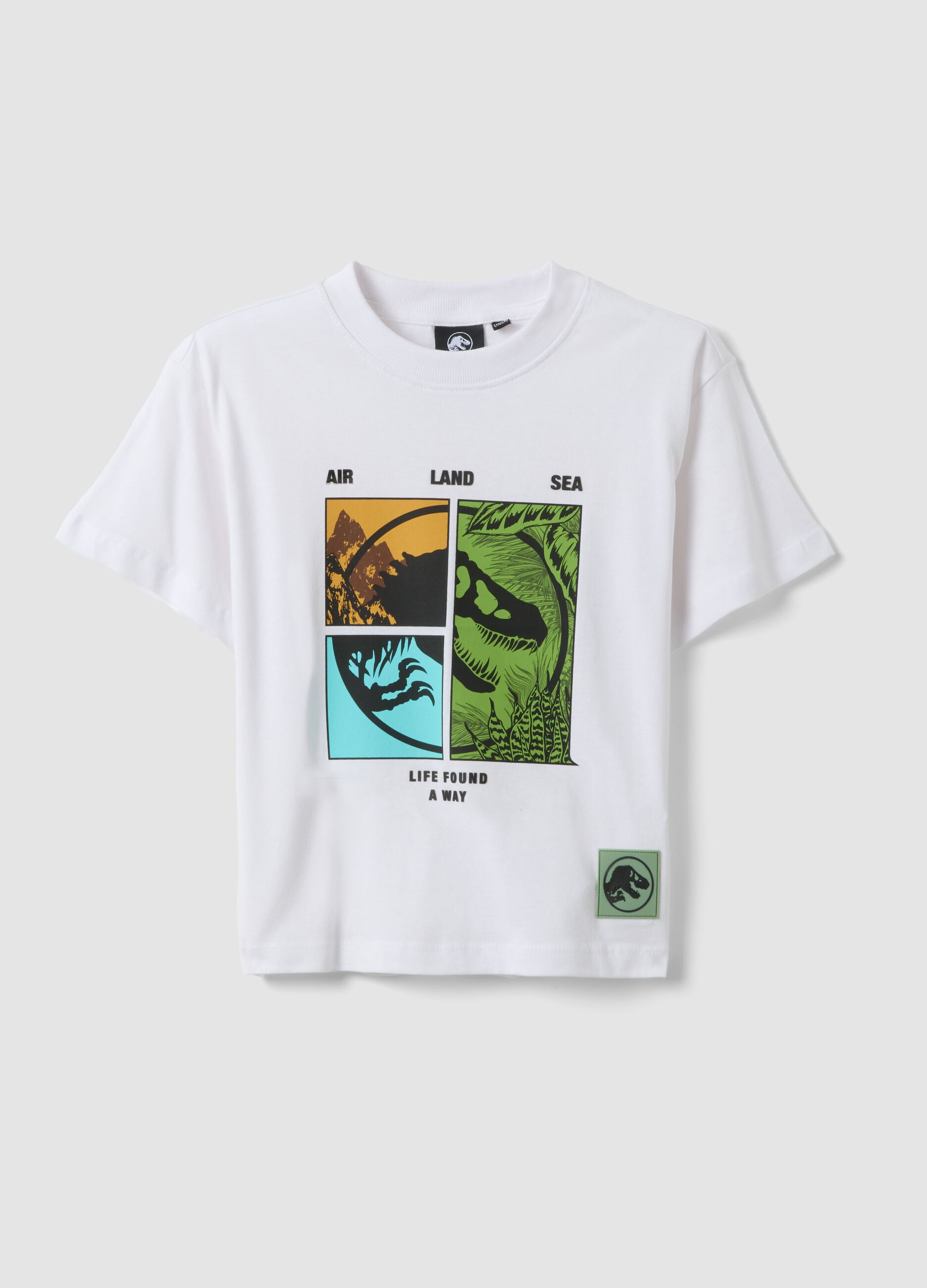 Children's oversized white pure cotton T-shirt with print