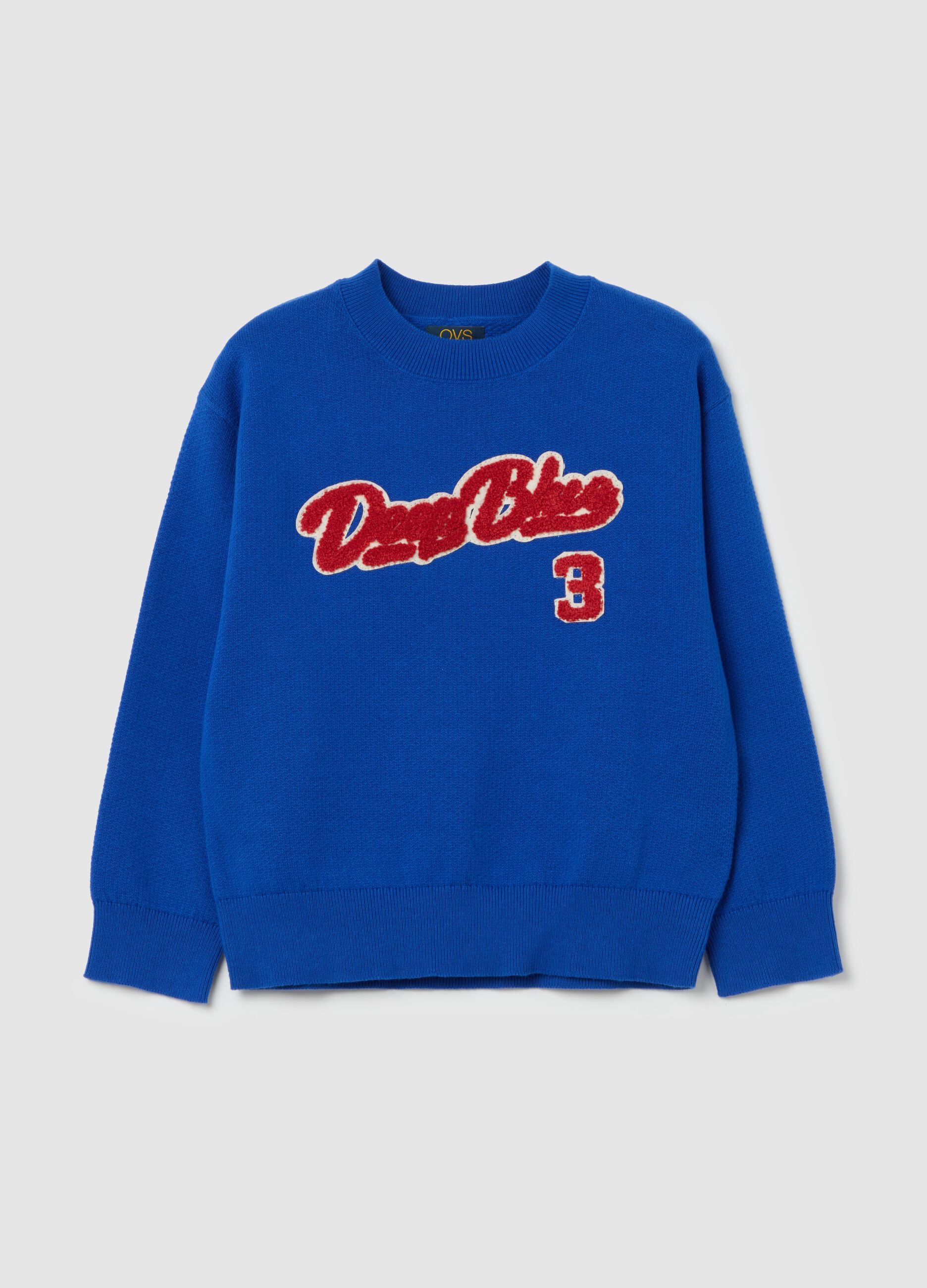 French terry sweatshirt with bouclé "Deep Blue" patch
