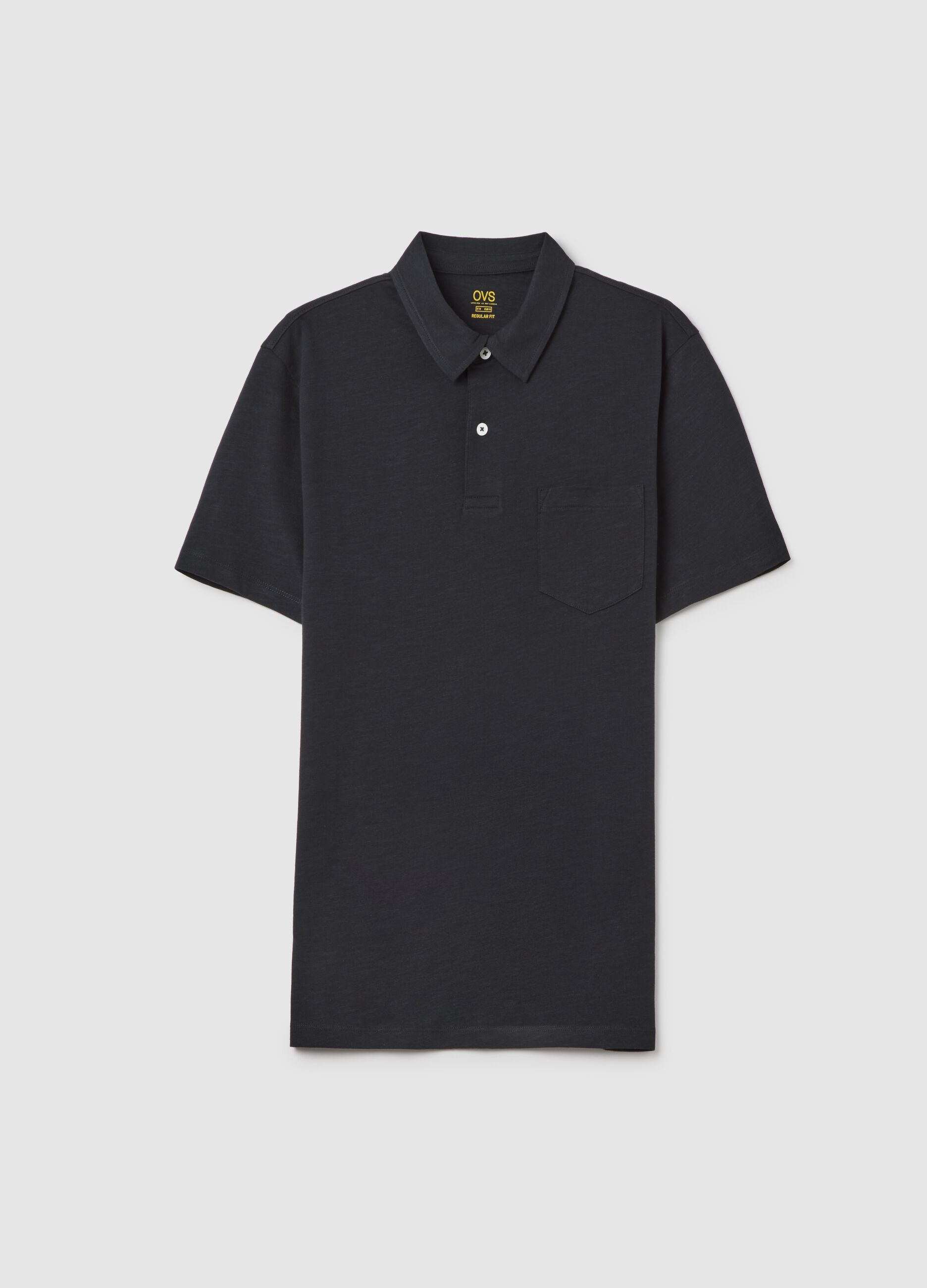 Polo da uomo in puro cotone nero regular fit
