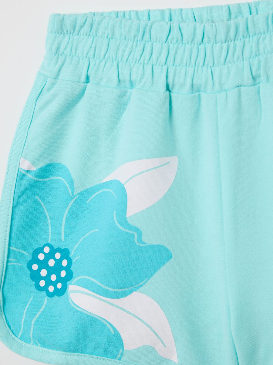 Light blue French terry shorts with print_2