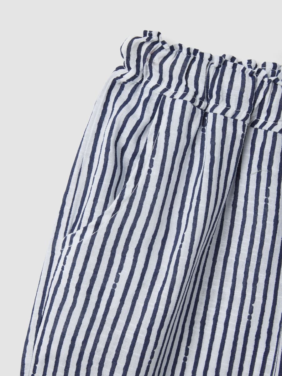 Blue striped pure cotton regular-fit trousers_5