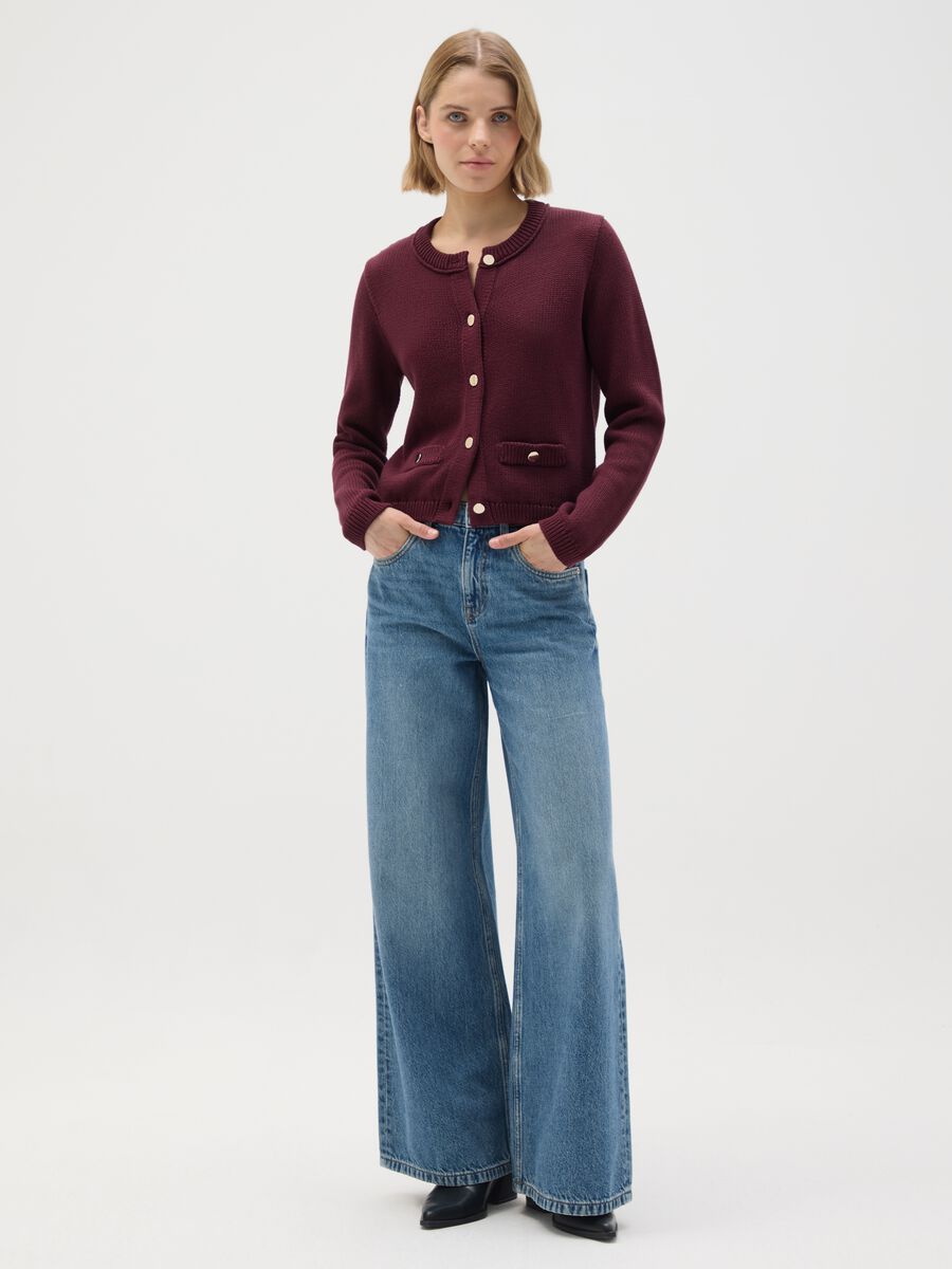 Cardigan in puro cotone viola regular fit_1