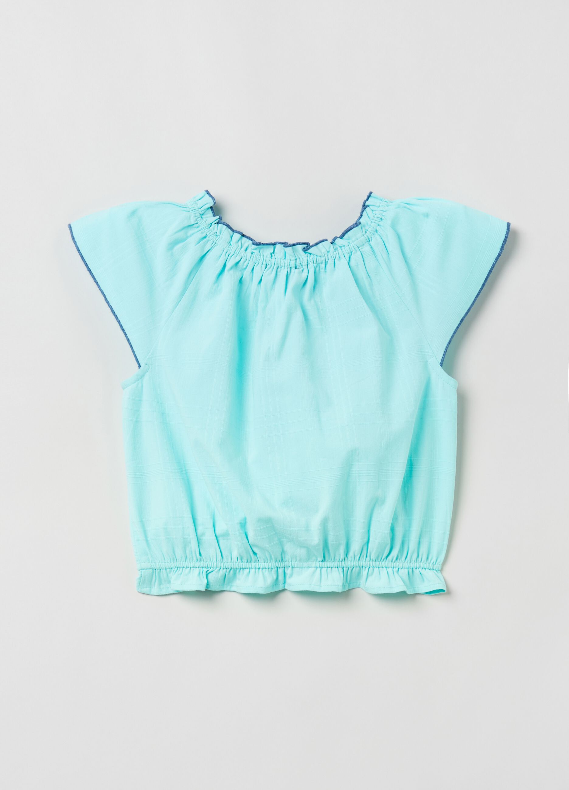 Blusa in cotone con maniche ad aletta_1