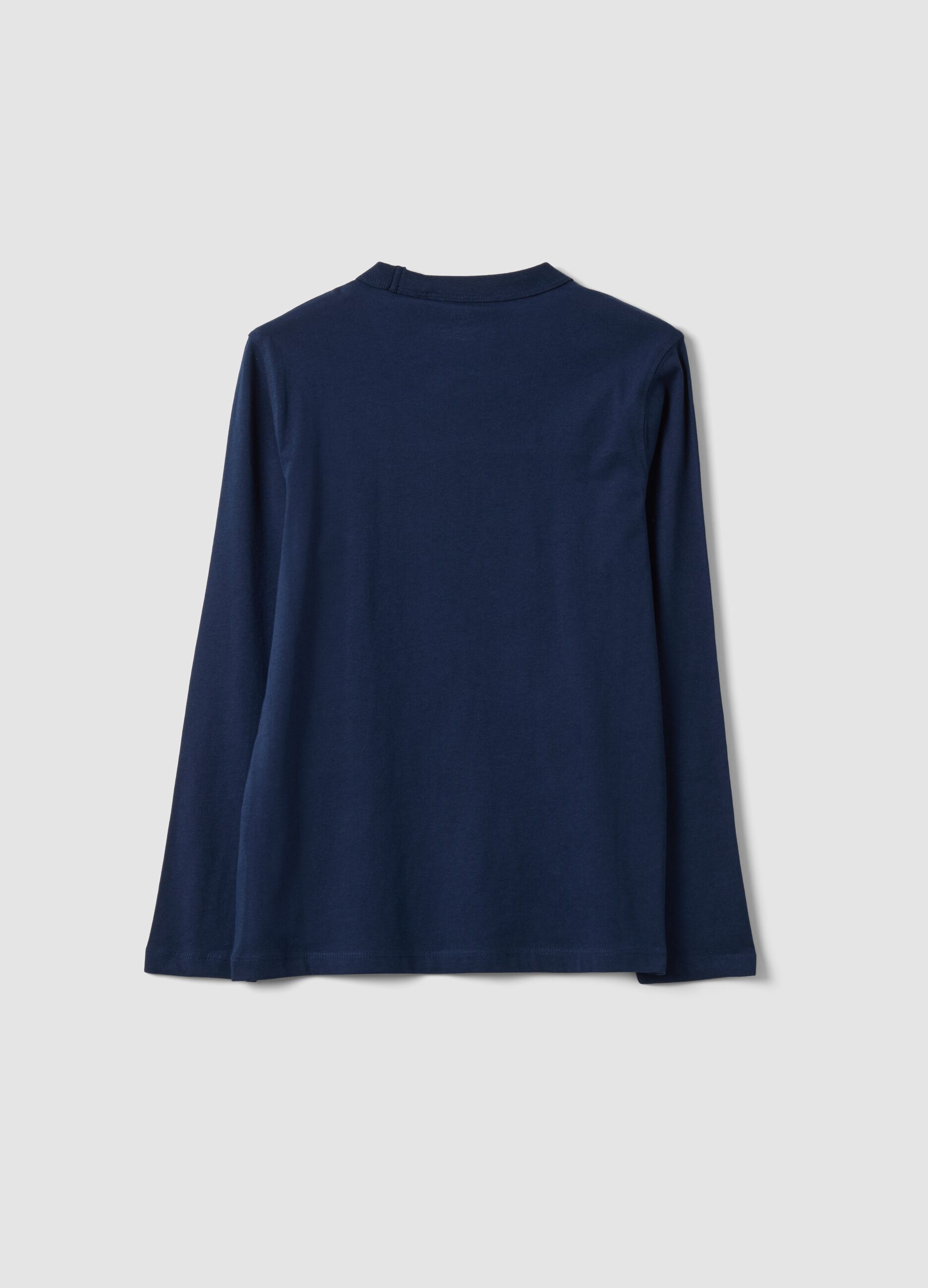 Blue organic cotton T-shirt with college print