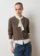 Brown crew neck cardigan in pure wool regular fit_2