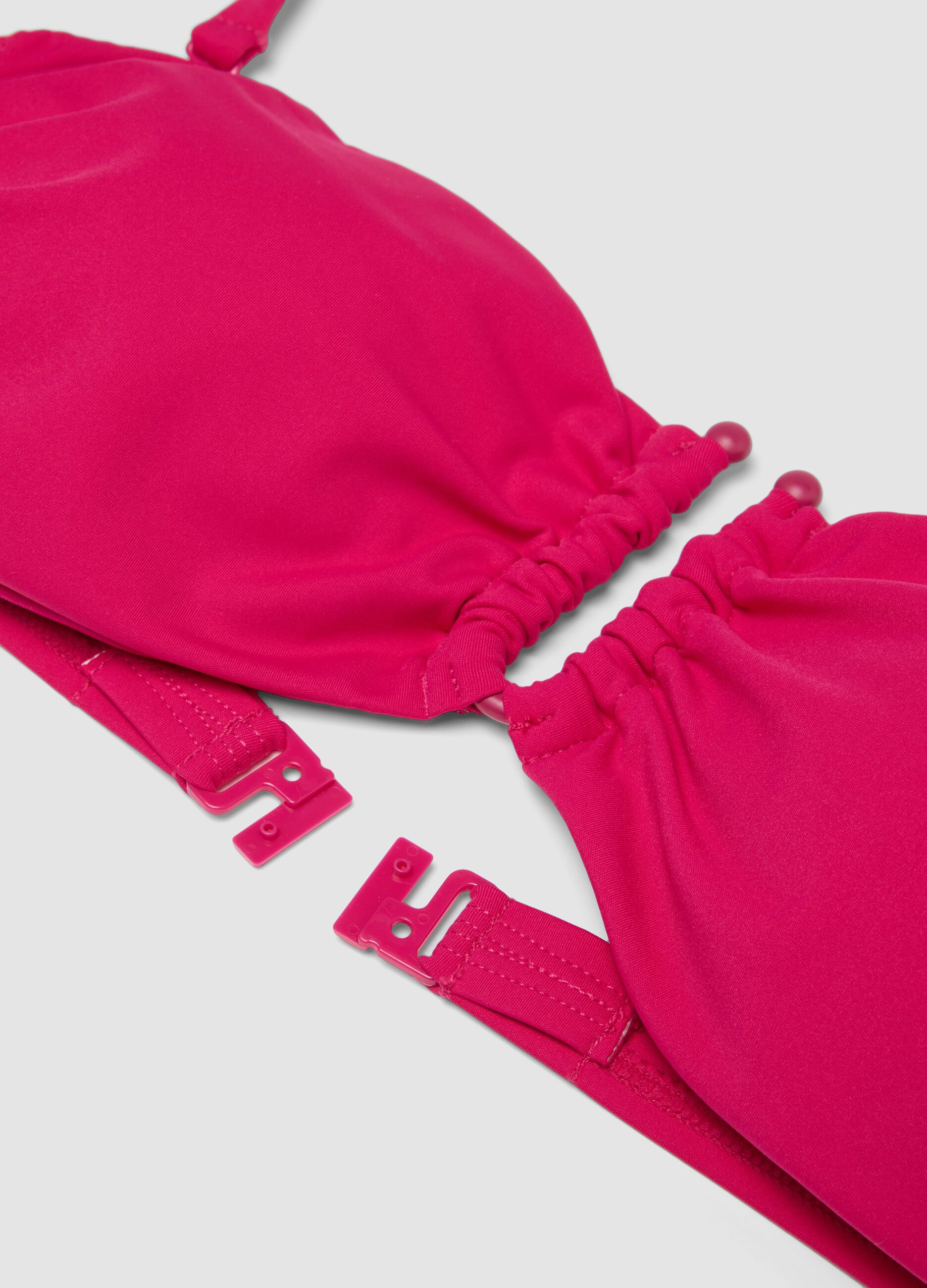 Pink bandeau bikini top in stretch fabric