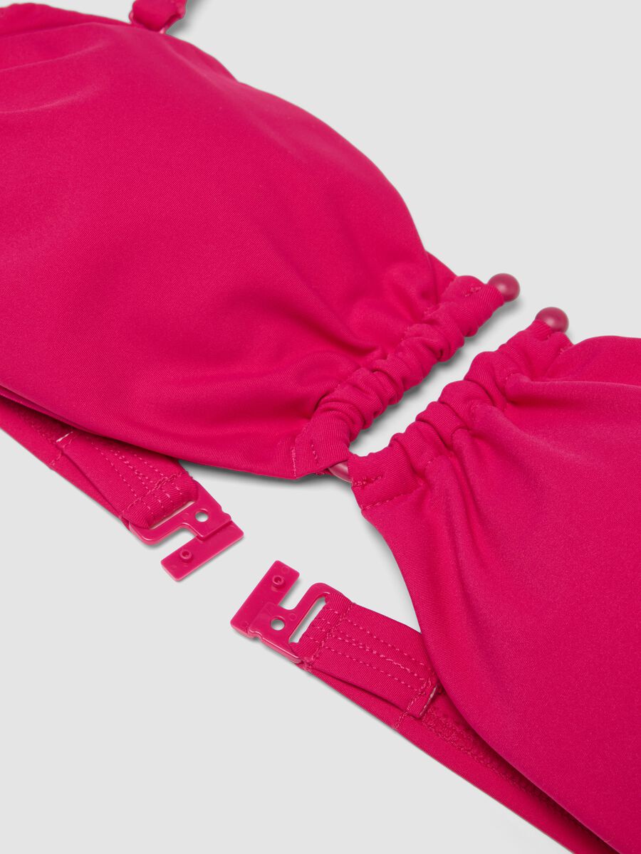 Pink bandeau bikini top in stretch fabric_5