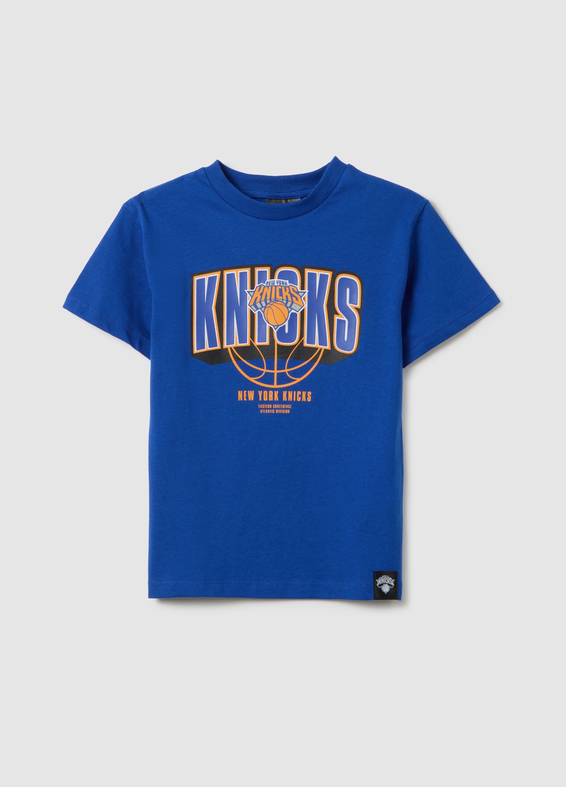 Children's blue pure cotton regular fit T-shirt with New York Knicks logo